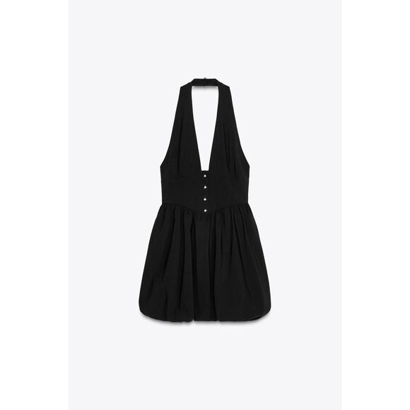 Zara Balloon Mini Dress Halter Size Small - Picture 2 of 10